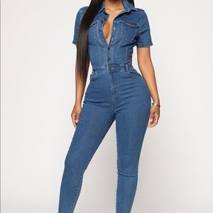 Fashion nova denim jumpsuit